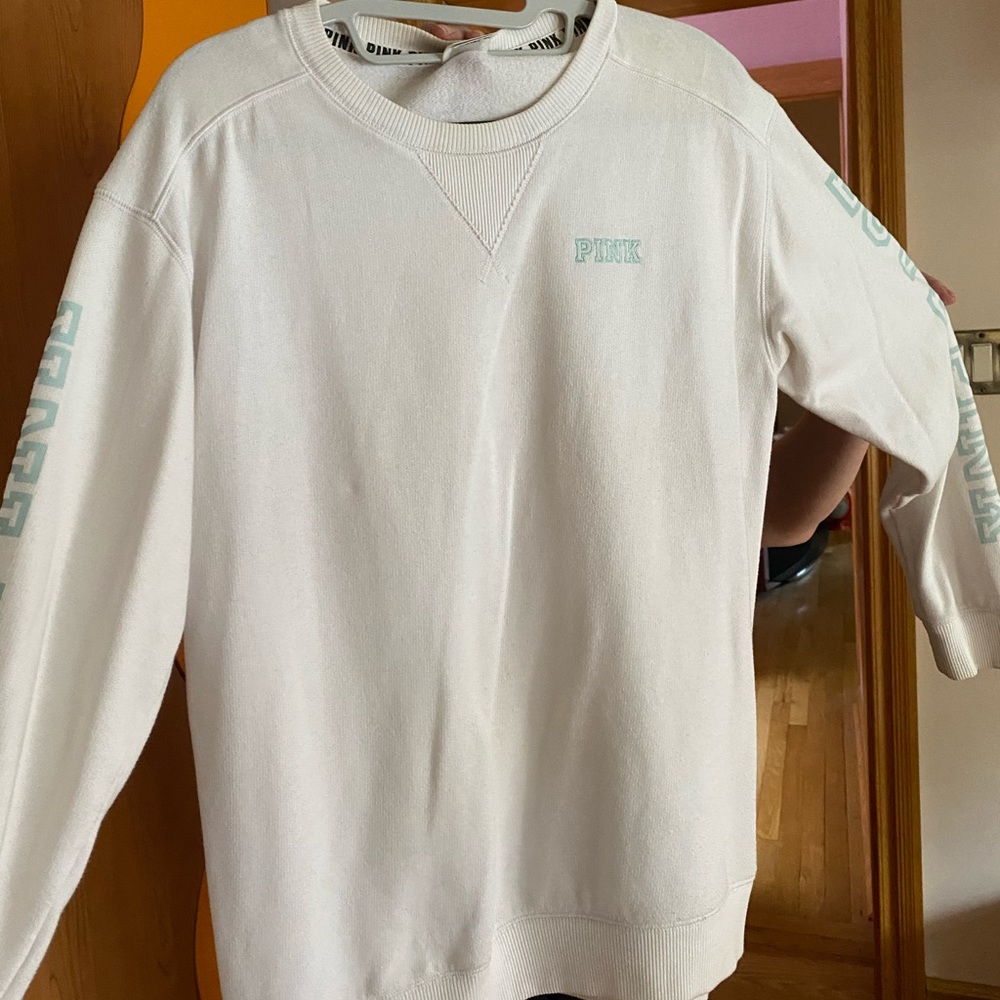 white sweatshirt from pink vs